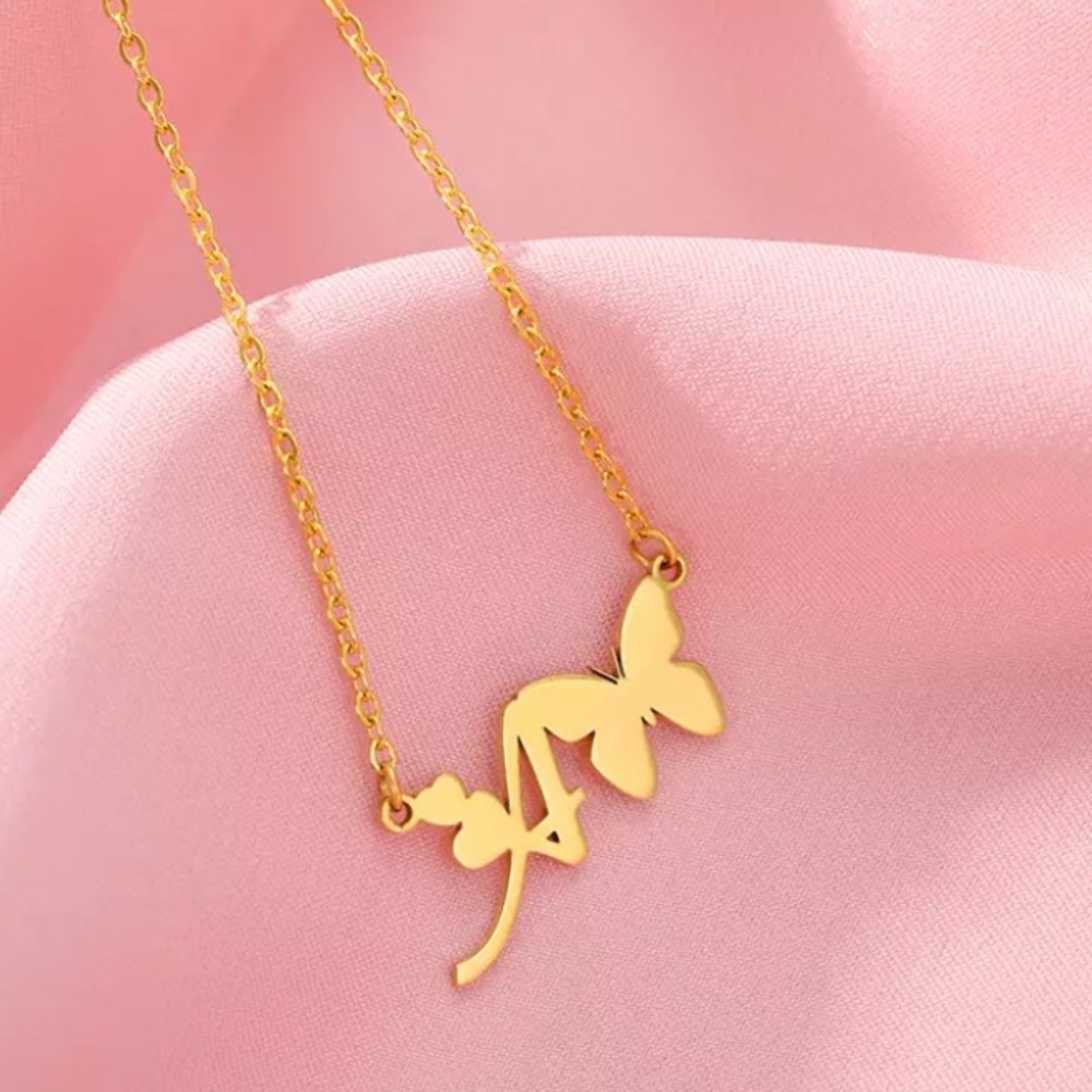 Letter A Butterfly Necklace